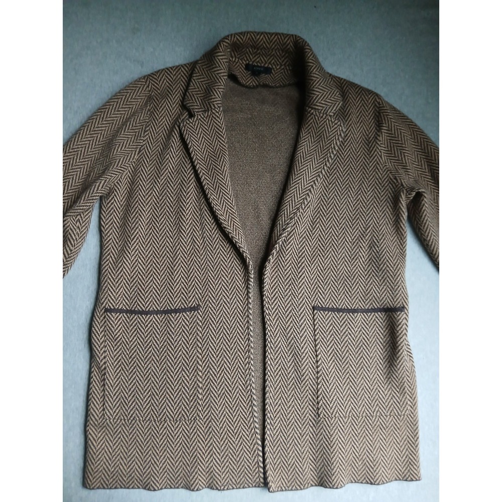 J Crew Sweater Blazer Medium Sophie Herringbone Merino Wool Blend Preppy